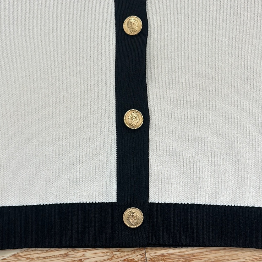 Zara Cream and Black Button-Up Cardigan - Picture 3 of 4